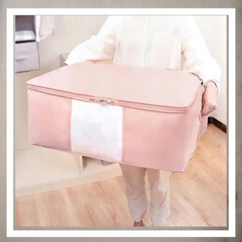 Pokrowiec na pościel pod łóżko pojemnik na ubrania torba miękki różowy L