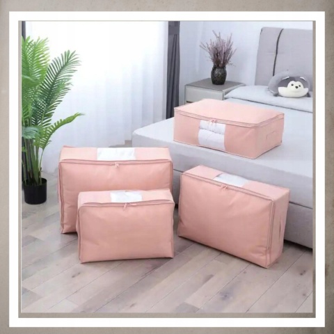 Pokrowiec na pościel pod łóżko pojemnik na ubrania torba miękki różowy L