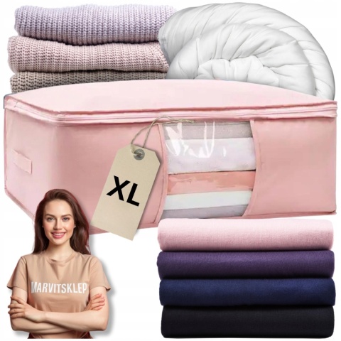 Pokrowiec na pościel pod łóżko pojemnik na ubrania torba miękki różowy L