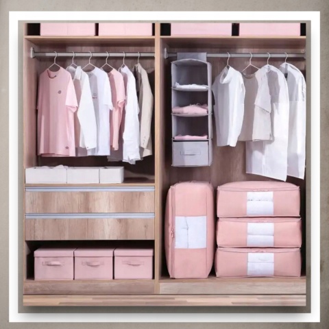 Pokrowiec na pościel pod łóżko pojemnik na ubrania torba miękki różowy M