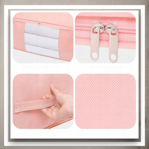 Pokrowiec na pościel pod łóżko pojemnik na ubrania torba miękki różowy M