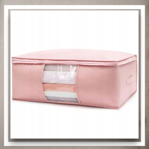 Pokrowiec na pościel pod łóżko pojemnik na ubrania torba miękki różowy M