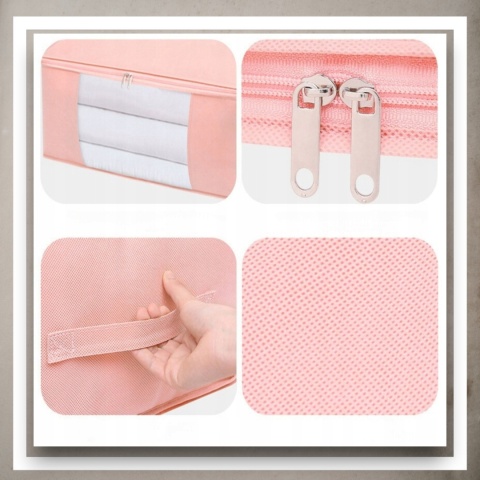 Pokrowiec na pościel pod łóżko pojemnik na ubrania torba miękki różowy S