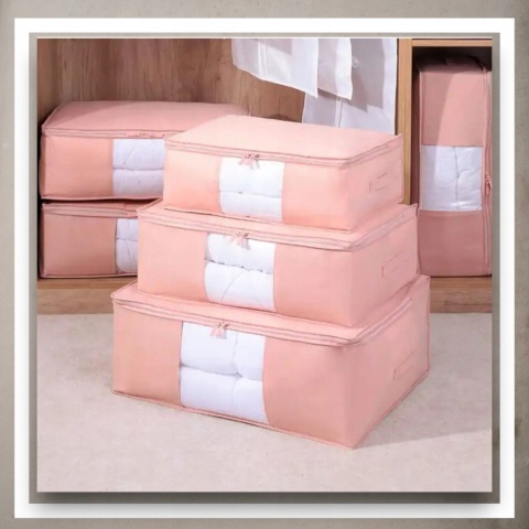 Pokrowiec na pościel pod łóżko pojemnik na ubrania torba miękki różowy S