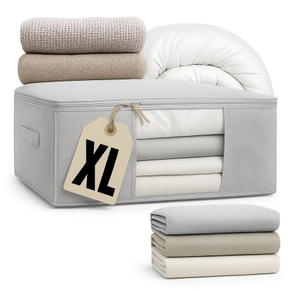 Pokrowiec na pościel pod łóżko pojemnik na ubrania torba szary XL