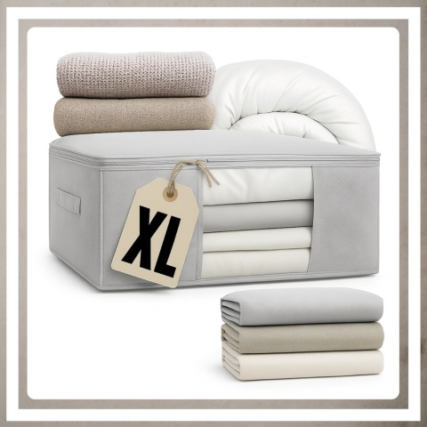 Pokrowiec na pościel pod łóżko pojemnik na ubrania torba szary XL