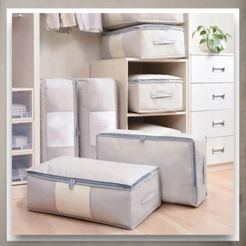 Pokrowiec na pościel pod łóżko pojemnik na ubrania torba szary XL