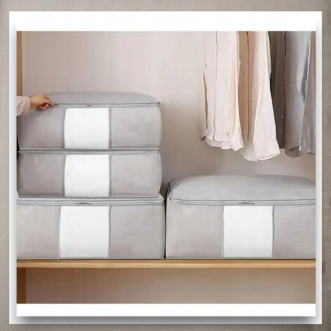 Pokrowiec na pościel pod łóżko pojemnik na ubrania torba szary XL