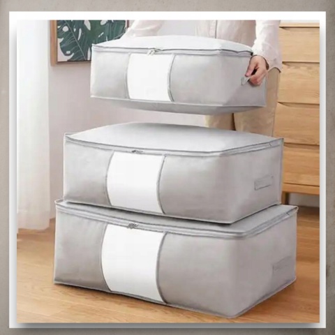 Pokrowiec na pościel pod łóżko pojemnik na ubrania torba szary XL