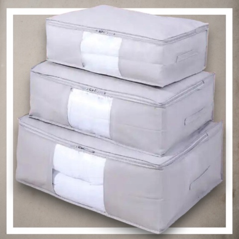 Pokrowiec na pościel pod łóżko pojemnik na ubrania torba szary XL