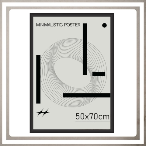 Ramka 50x70 na zdjęcia puzzle plakat czarna duża rama mdf z pleksi