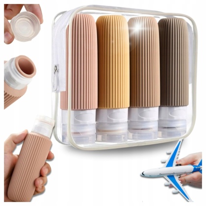 Silikonowe butelki podróżne do samolotu bagażu na kosmetyki 4x90 ml wzór 1