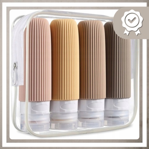 Silikonowe butelki podróżne do samolotu bagażu na kosmetyki 4x90 ml wzór 1