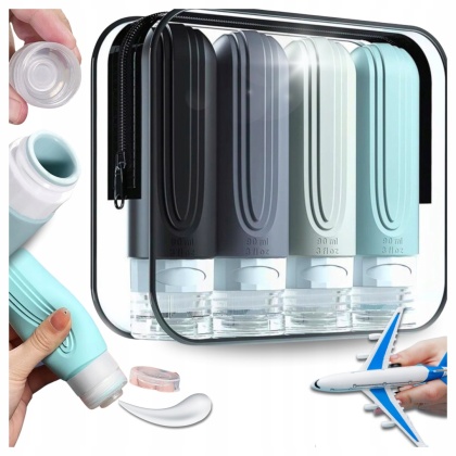 Silikonowe butelki podróżne do samolotu bagażu na kosmetyki 4x90 ml wzór 2