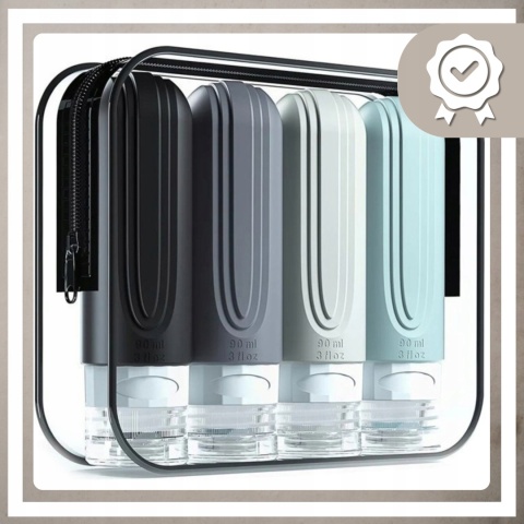 Silikonowe butelki podróżne do samolotu bagażu na kosmetyki 4x90 ml wzór 2