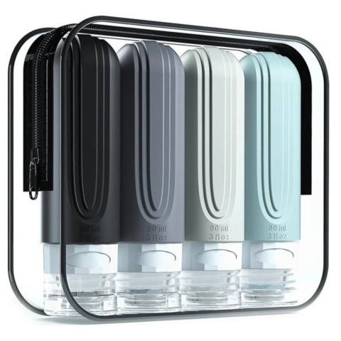 Silikonowe butelki podróżne do samolotu bagażu na kosmetyki 4x90 ml wzór 2