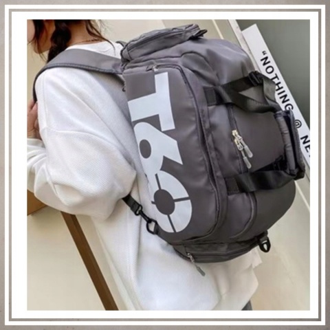 Torba sportowa fitnes na trening siłownię podróż na ramię i plecy CIEMNY SZARY