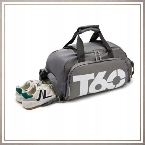 Torba sportowa fitnes na trening siłownię podróż na ramię i plecy CIEMNY SZARY