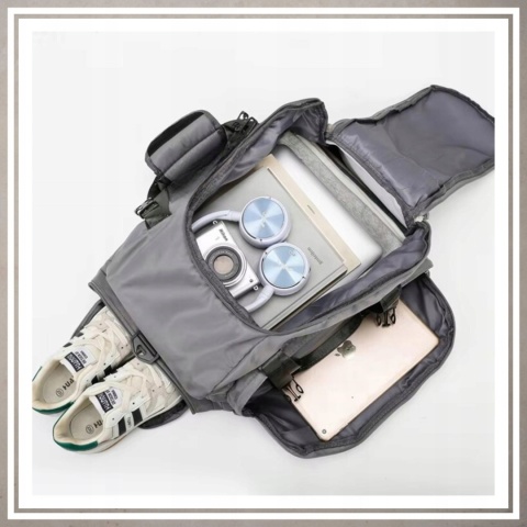 Torba sportowa fitnes na trening siłownię podróż na ramię i plecy CIEMNY SZARY