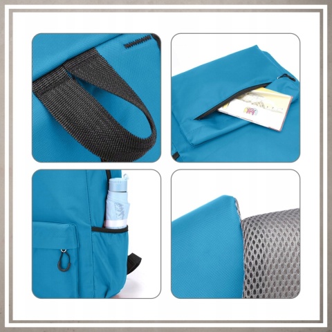 Plecak miejski młodzieżowy na codzień kolor jasny niebieski