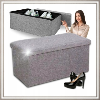 Pufa tapicerowana ze schowkiem pojemnikiem do przechowywania szara XL
