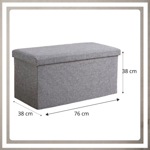 Pufa tapicerowana ze schowkiem pojemnikiem do przechowywania szara XL