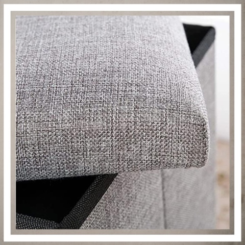 Pufa tapicerowana ze schowkiem pojemnikiem do przechowywania szara XL