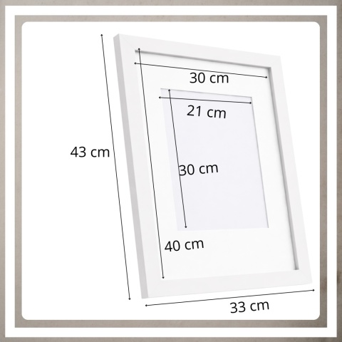 Ramka 40x30 na zdjęcia puzzle plakat biała rama mdf z pleksi passe partout