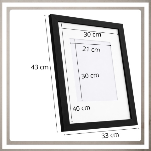 Ramka 40x30 na zdjęcia puzzle plakat czarna rama mdf z pleksi passe partout