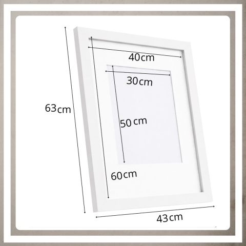 Ramka 40x60 na zdjęcia puzzle plakat rama mdf z pleksi passe partout biała