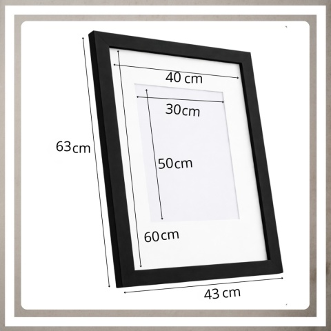 Ramka 40x60 na zdjęcia puzzle plakat rama mdf z pleksi passe partout czarna