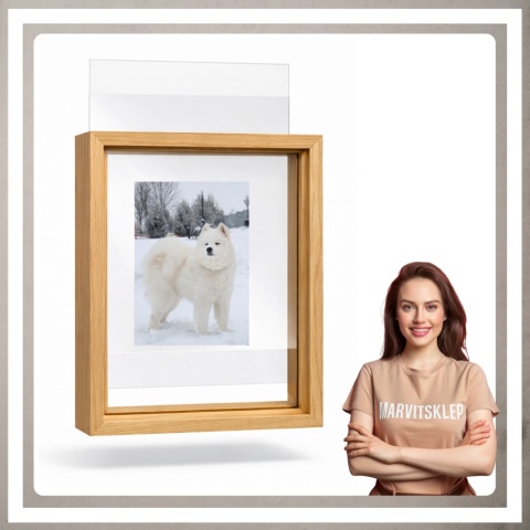 Ramka na zdjęcie obrazki 10x15 cm FLOAT przezroczysta z mdf podwójna plexsi