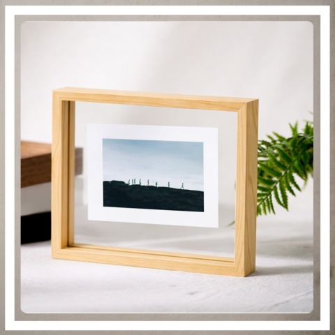 Ramka na zdjęcie obrazki 10x15 cm FLOAT przezroczysta z mdf podwójna plexsi