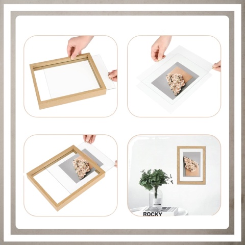 Ramka na zdjęcie obrazki 21x30 cm FLOAT przezroczysta z mdf podwójna plexsi