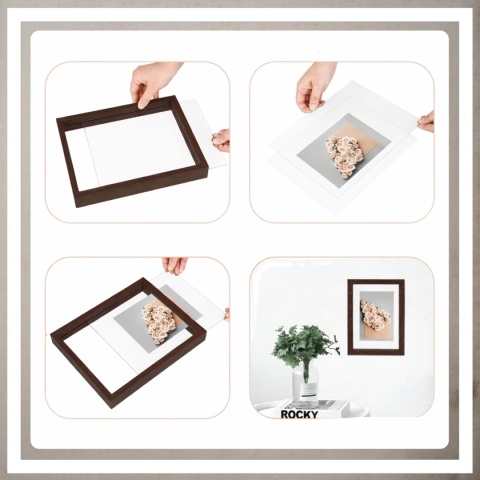 Ramka na zdjęcie obrazki 21x30 cm FLOAT przezroczysta z mdf podwójna plexsi