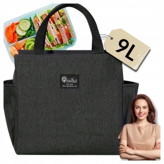 Torba Lunchbox termiczna izolatyjna na śniadanie żywność jedzenia do pracy CZARNY