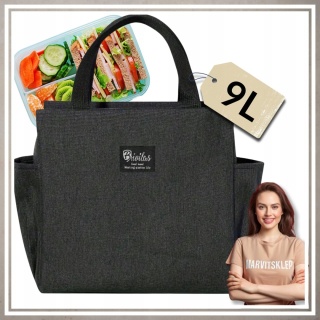 Torba Lunchbox termiczna izolatyjna na śniadanie żywność jedzenia do pracy CZARNY