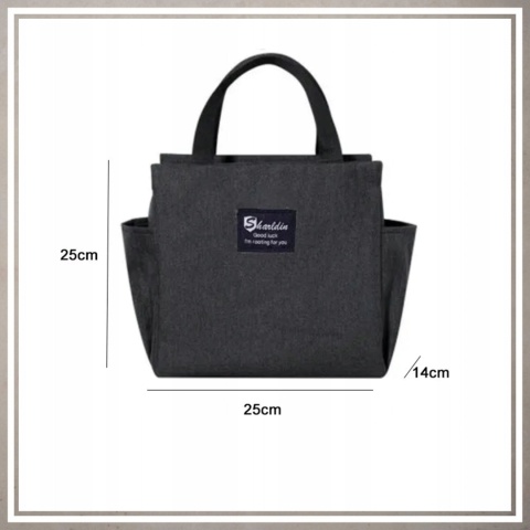 Torba Lunchbox termiczna izolatyjna na śniadanie żywność jedzenia do pracy CZARNY