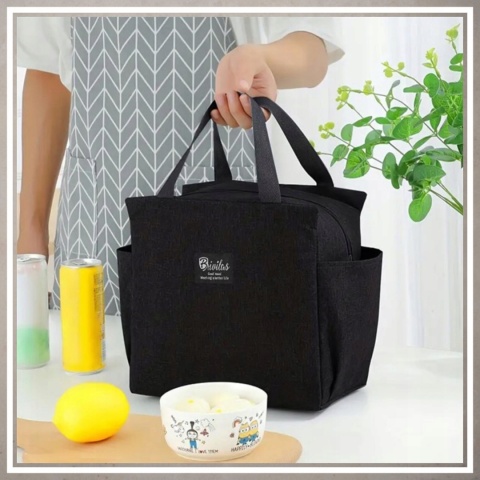 Torba Lunchbox termiczna izolatyjna na śniadanie żywność jedzenia do pracy CZARNY