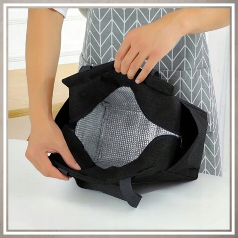 Torba Lunchbox termiczna izolatyjna na śniadanie żywność jedzenia do pracy CZARNY