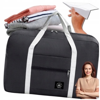 Torba podróżna lekka duża składana pojemna do samochodu CZARNY