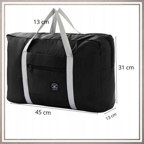 Torba podróżna lekka duża składana pojemna do samochodu CZARNY