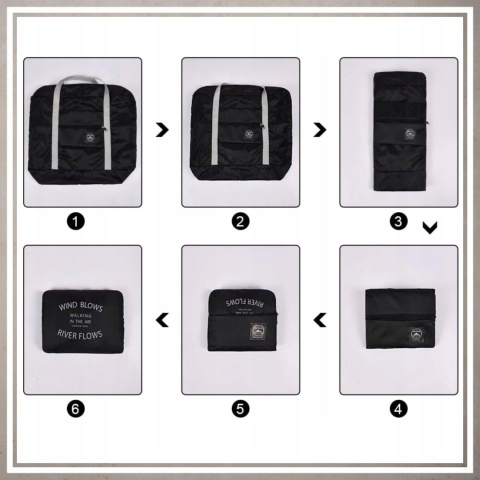 Torba podróżna lekka duża składana pojemna do samochodu CZARNY