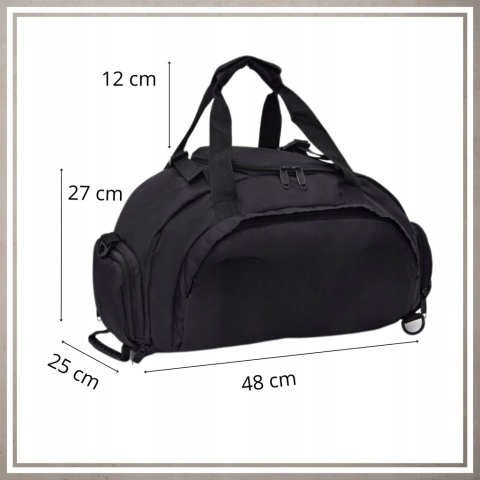 Torba sportowa fitnes na trening siłownię podróż na ramię pojemna Czarna