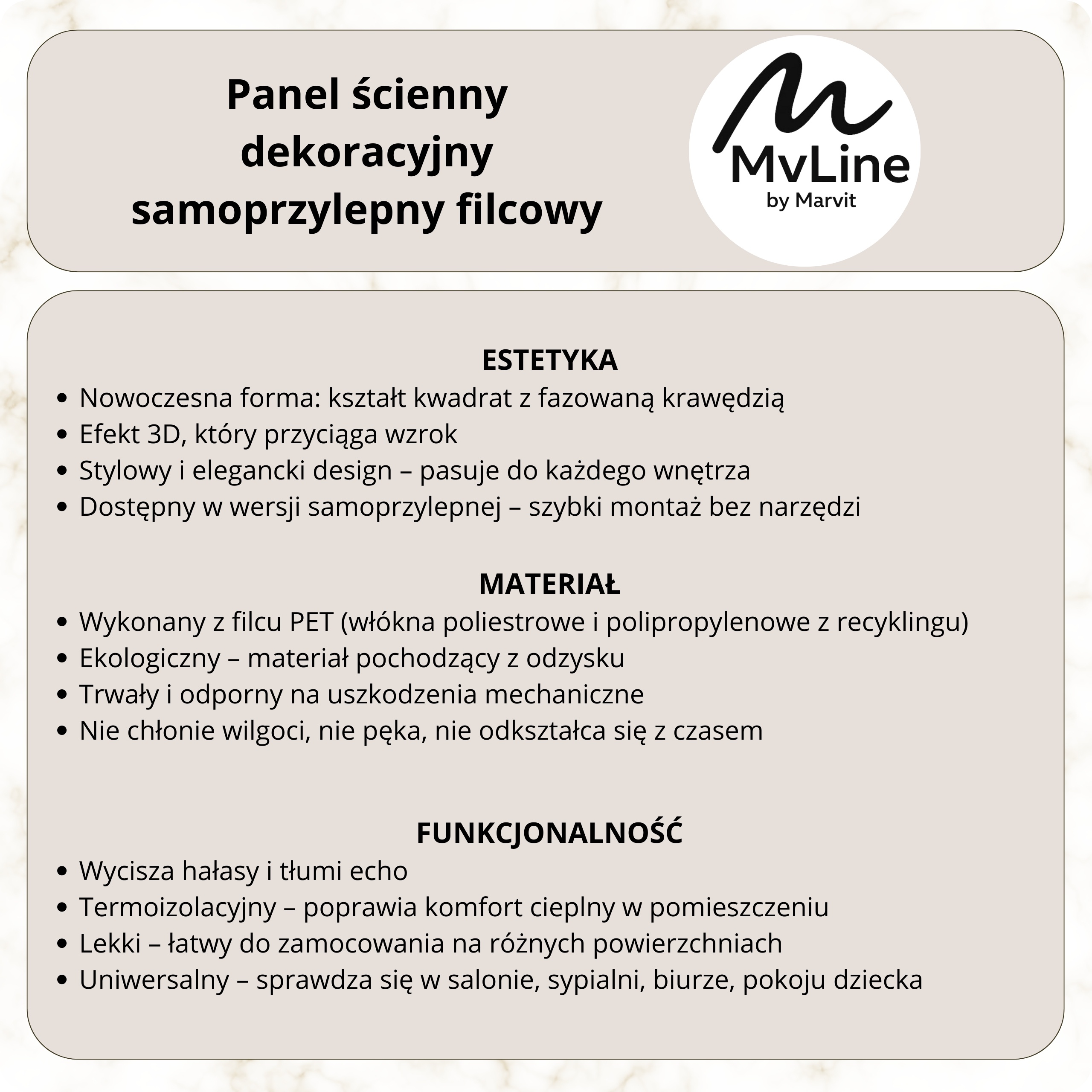 Ciemny Niebieski panel ścienny 30x30 cm z filcu PET o grubości 0,9 cm. Samoprzylepny, łatwy w montażu, z nowoczesną fazowaną krawędzią 3D. Dekoruje i delikatnie wygłusza wnętrze.